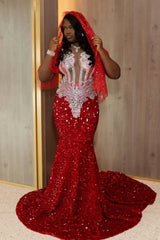 Charming Burgundy Sleeveless Sequin Prom Dresses Mermaid Sheath With Gem