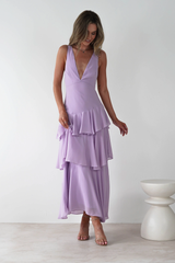 Charming Lilac V-Neck Spaghetti-Straps Sleeveless Prom Dresses Backless With Pleats