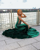 Chic Dark Green V-Neck Sleeveless Prom Dresses Mermaid Sheath With Beads