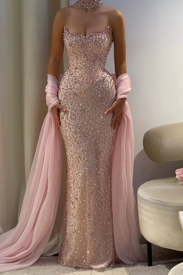 Candy Pink, Pearl Blushing Pink Prom Dresses - Ballbella UK  ballbellauk