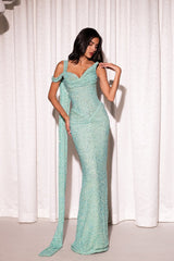 Dazzling Asymmetrical One Shoulder Mermaid Prom Dresses Sleeveless Sequins With Ribbon Pleats