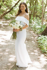 Elegant Satin Off-The-Shoulder Mermaid Wedding Dresses Sleeveless On Sale