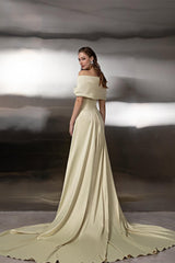 Chic Off-The-Shoulder Mermaid Satin Prom Dresses Sheath Long With Zipper Ruffle