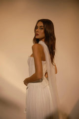 Pretty Sweetheart Strapless Sleeveless A-Line Prom Dress Long Pleats With Lace-Up Back