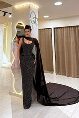 Timeless Straps Sleeveless Sequins Prom Dress Mermaid Column With Ruffle