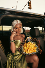 Minimalist Green V-Neck Hi-Lo Strapless Satin Prom Dresses Sleeveless With Lace-Up Back