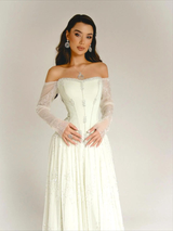 Timeless Off-The-Shoulder Long Sleeves A-Line Prom Dresses Sequins Gem Long Online