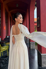 Timeless Off-The-Shoulder Chiffon Prom Dresses Long With Lace-Up Back Pleats