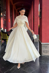 Timeless Off-The-Shoulder Chiffon Prom Dresses Long With Lace-Up Back Pleats