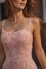Pretty Spaghetti Straps Sleeveless Mermaid Prom Dresses Sequins With Beads Pearl