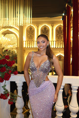 Stunning V-Neck Straps Sleeveless Mermaid Prom Dresses Gem Backless With Pleats