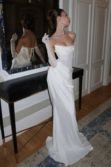 Charming Strapless Satin Mermaid Prom Dresses Sheath With Lace-Up Back