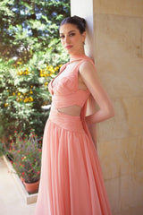 Elegant Sweetheart Straps Sleeveless Chiffon Prom Dresses A-Line With Pleats