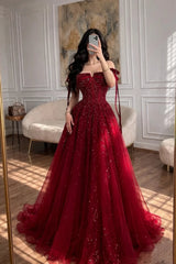 Charming Burgundy Sleeveless Tulle A-Line Prom Dresses Floor Length With Pleats