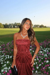 Chic Burgundy Strapless Sleeveless Mermaid Prom Dresses Sheath With Beads Zipper