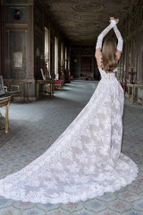 Glamorous Strapless Sleeveless Lace Mermaid Prom Dresses Column With Detachable Overskirt