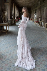 Glamorous Strapless Sleeveless Lace Mermaid Prom Dresses Column With Detachable Overskirt