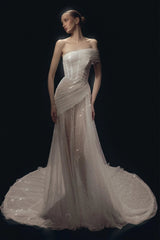 Graceful One Shoulder Mermaid Prom Dresses Sheath Beads With Pleats