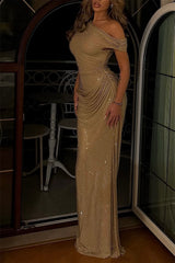 Charming off The Shoulder Mermaid Prom Dresses Floor Length With Zipper Pleats