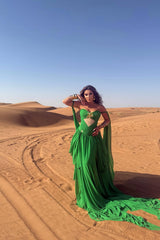 Charming Green Sweetheart Strapless Sleeveless Chiffon Prom Dresses Gem With Pleats