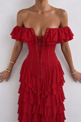 Dazzling Burgundy Off The Shoulder Chiffon Prom Dresses High Split With Pleats