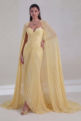 Timeless Daffodil Sweetheart Strapless Sleeveless Mermaid Prom Dresses Floor Length With Zipper Pleats