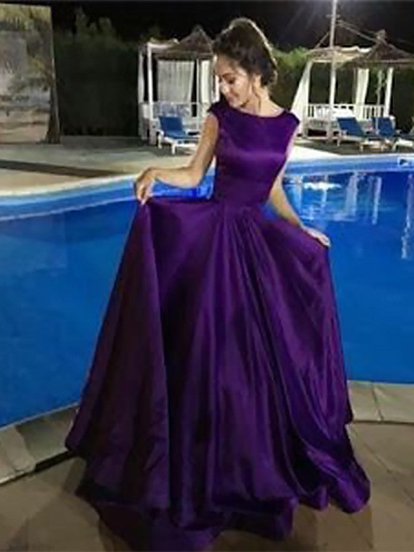 A-Line Bateau Sleeveless Long With Ruffles Elegant Evening Dress-ballbellauk