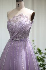 A Line Sleeveless Prom Dress UK with Flower Strapless Tulle and Appliques Sequins-ballbellauk