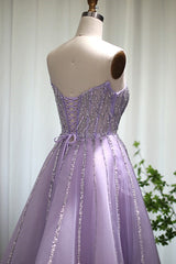 A Line Sleeveless Prom Dress UK with Flower Strapless Tulle and Appliques Sequins-ballbellauk
