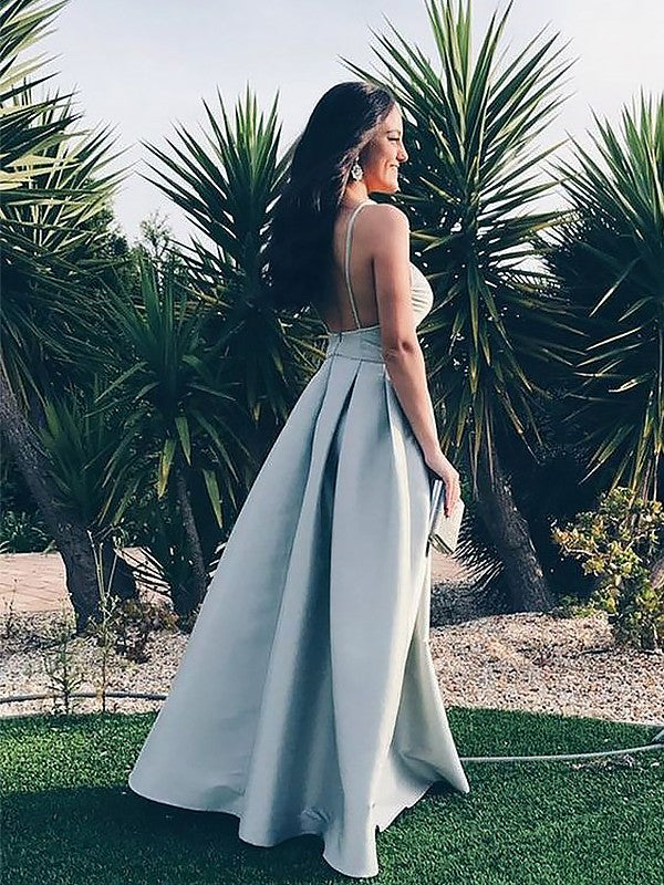 A-Line Spaghetti-Straps Sleeveless Long With Ruffles Elegant Evening Dress-ballbellauk