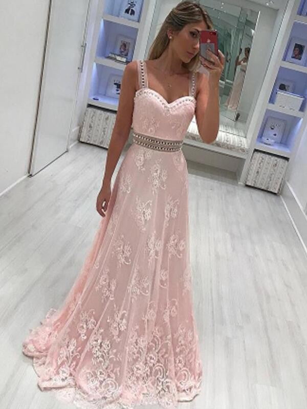 A-Line Sweetheart Sleeveless Long With With Appliques Elegant Evening Dress-ballbellauk