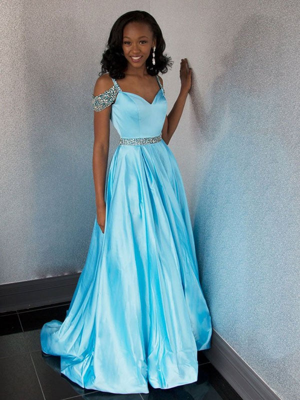 A-Line Sweetheart Sleeveless With Beading Elegant Evening Dress-ballbellauk