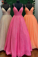 A Line V-Neck Prom Dress UK - Sparkling Appliques and Spaghetti-Straps-ballbellauk
