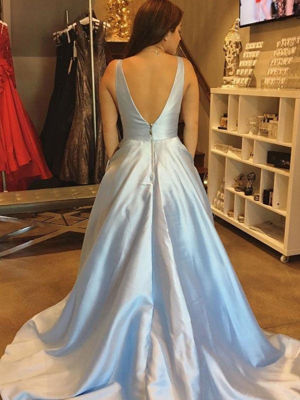 A-Line V-neck Sleeveless With Ruffles Elegant Evening Dress-ballbellauk