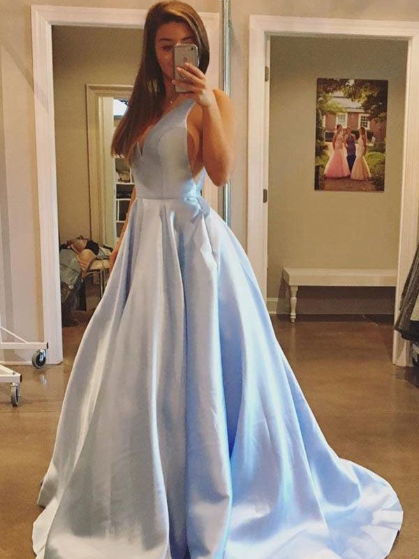 A-Line V-neck Sleeveless With Ruffles Elegant Evening Dress-ballbellauk
