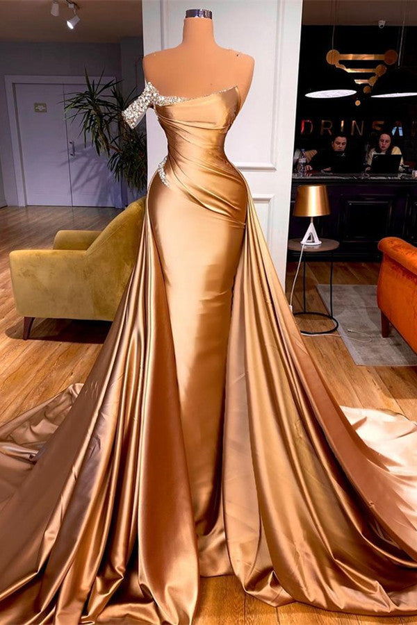 Amazing Beaded Mermaid Prom Dress With Court Train One Shoulder-ballbellauk