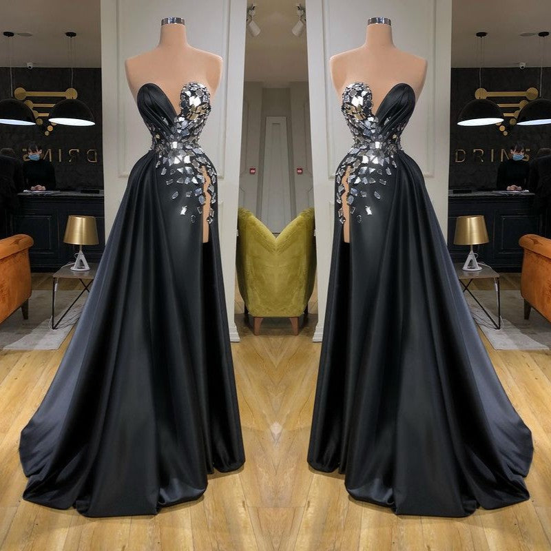 Amazing Crystal Long Prom Dress With Split On Sale Sweetheart-ballbellauk