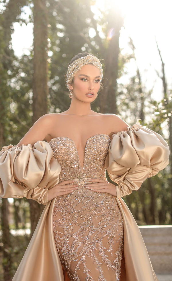 Amazing Off-the-shoulder Prom Dress Mermaid Prom Gowns Long Sleeve-ballbellauk