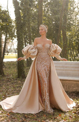 Amazing Off-the-shoulder Prom Dress Mermaid Prom Gowns Long Sleeve-ballbellauk