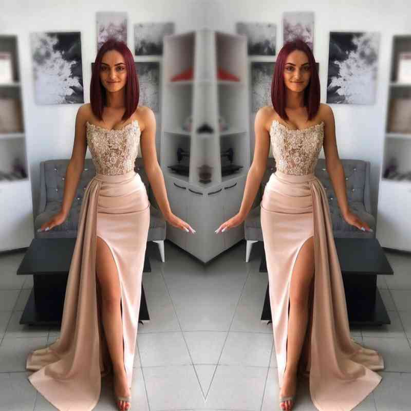 Amazing Sleeveless Mermaid Split Prom Dress UK with Appliques Ruffles-ballbellauk