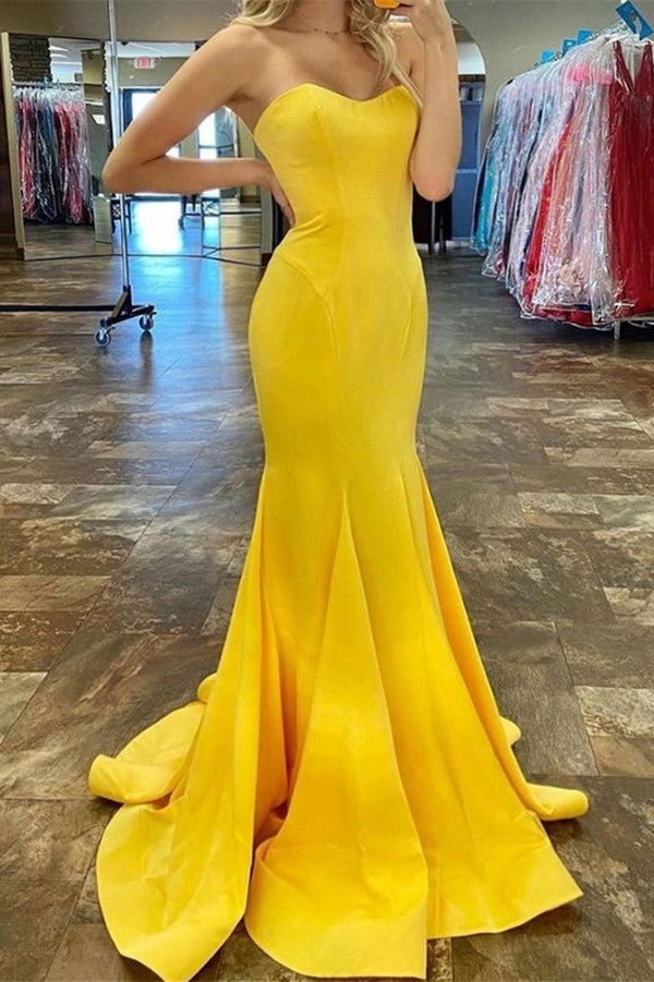 Amazing Yellow Mermaid Long Prom Dress UK-ballbellauk