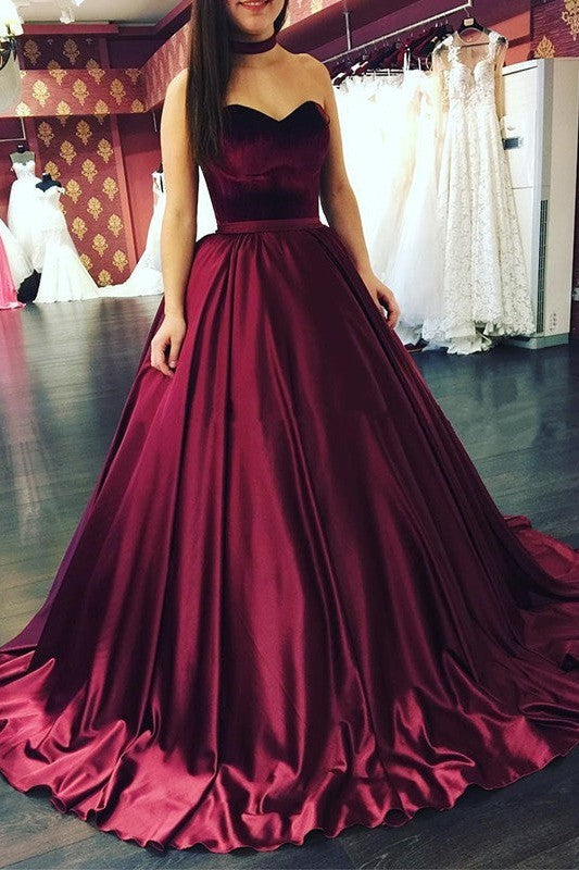 Ball Gown Sweetheart Sleeveless Ruffles Prom Dress with Satin-ballbellauk