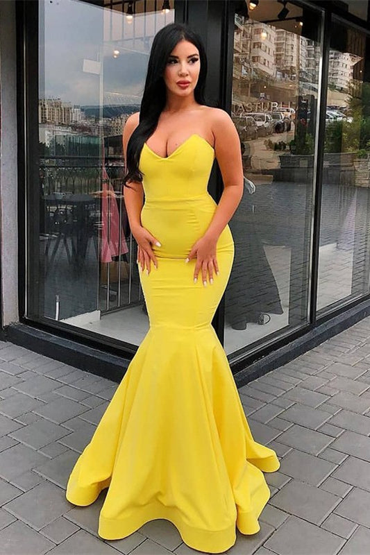 Be a Sweetheart in Yellow Mermaid Prom Dress UK Long-ballbellauk