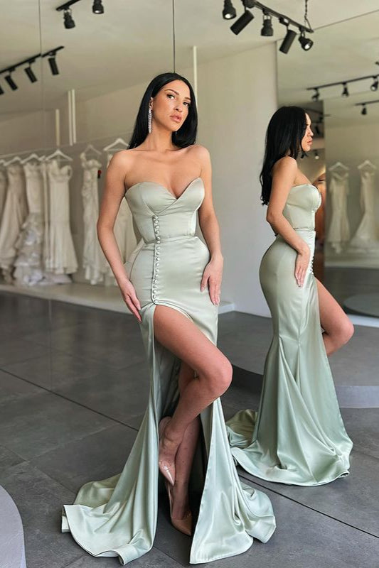 Beautiful Mermaid Long Prom Dress With Side Slit Sweetheart-ballbellauk