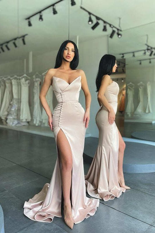 Beautiful Mermaid Long Prom Dress With Side Slit Sweetheart-ballbellauk