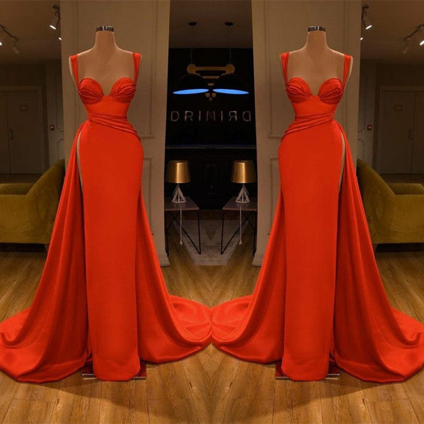 Beautiful Red Sweetheart Long Prom Dress With Split Starps-ballbellauk