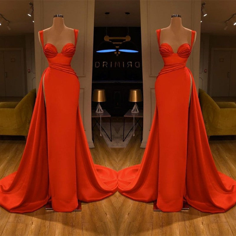 Beautiful Red Sweetheart Long Prom Dress With Split Starps-ballbellauk