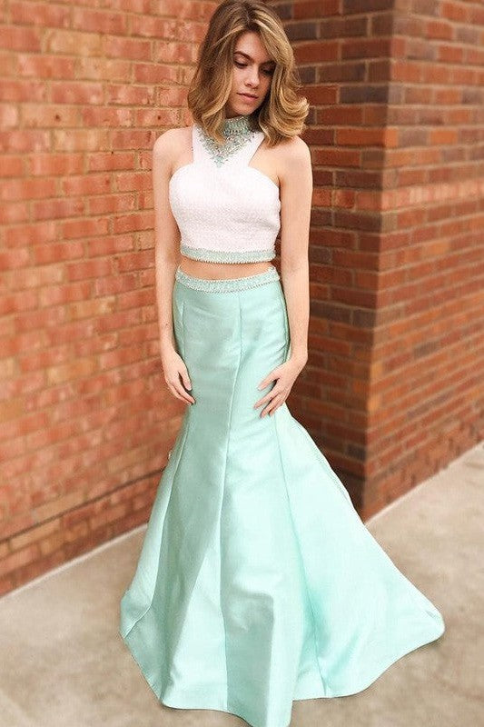 Beautiful Sleeveless Mermaid Long Beading Elegant Evening Dress-ballbellauk