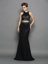 Beautiful Sleeveless Mermaid Long Chiffon Two Piece Prom Dress-ballbellauk