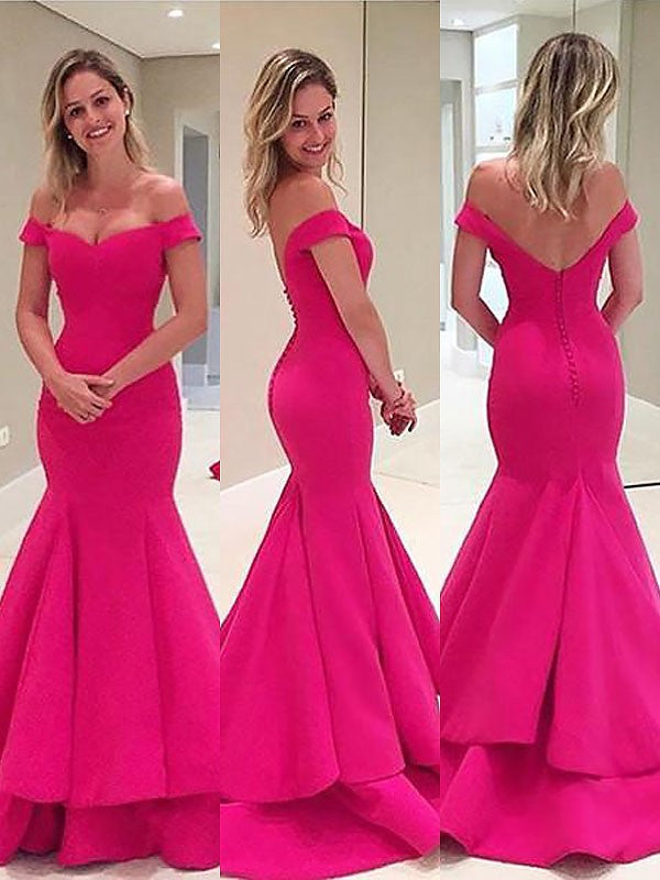 Beautiful Sleeveless Mermaid Off-the-Shoulder Satin Layers Prom Dress-ballbellauk